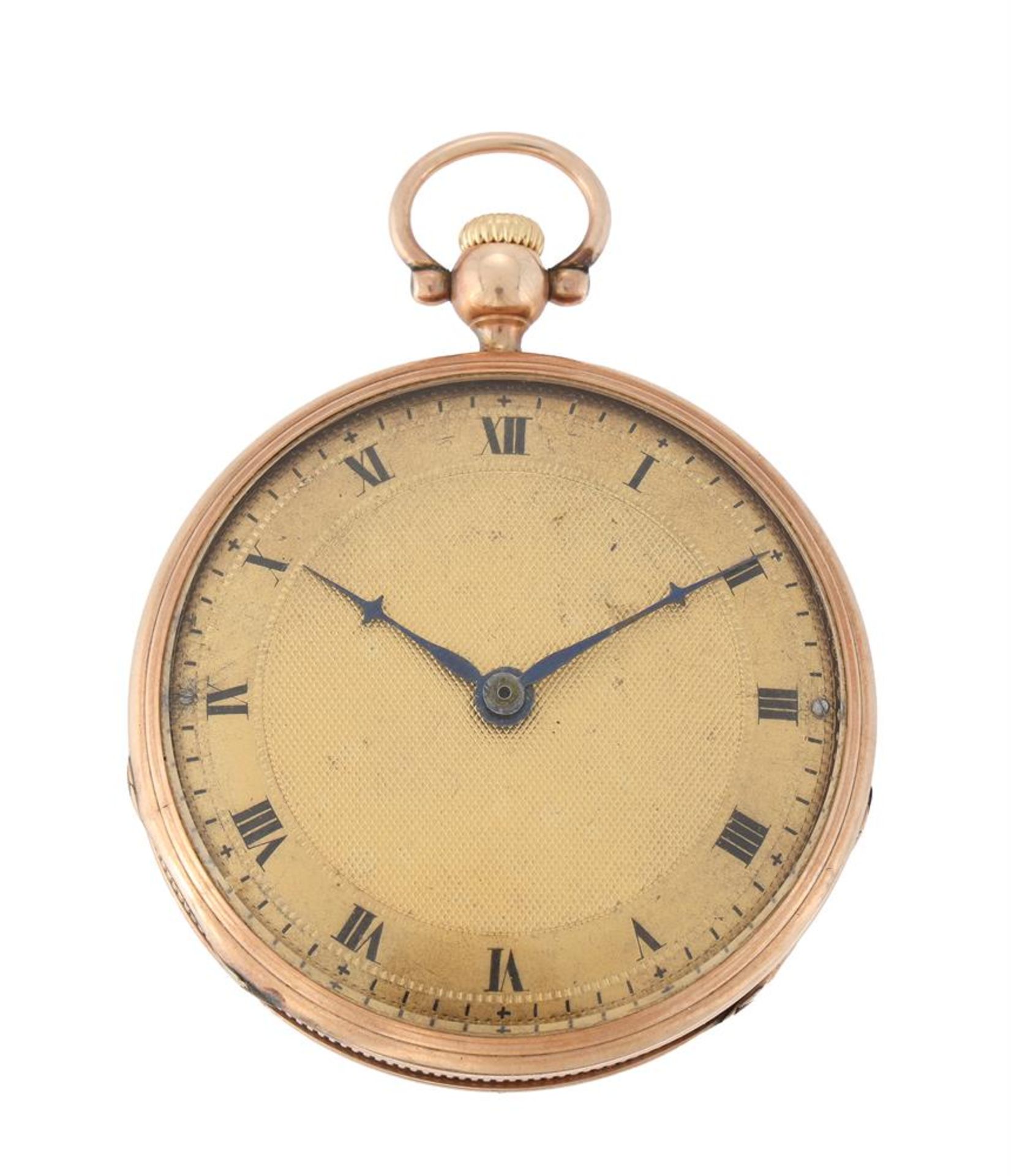 UNSIGNED, A GOLD KEYLESS WIND OPEN FACE POCKET WATCH