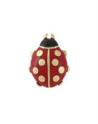 CARTIER, AN ENAMELLED LADYBIRD STUD, CIRCA 1990