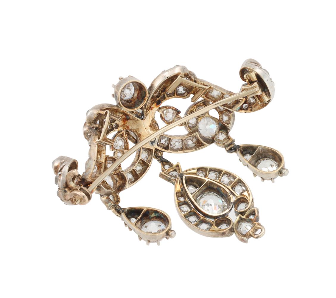 A VICTORIAN AND LATER DIAMOND SCROLLED BROOCH - Image 2 of 2