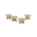 A SET OF FOUR 19TH CENTURY FRENCH SILVER GILT SALT CELLARS