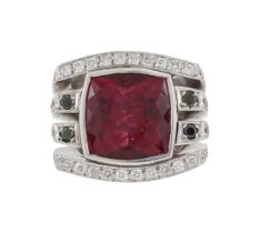 STEPHEN WEBSTER, A PINK TOURMALINE AND DIAMOND DRESS RING