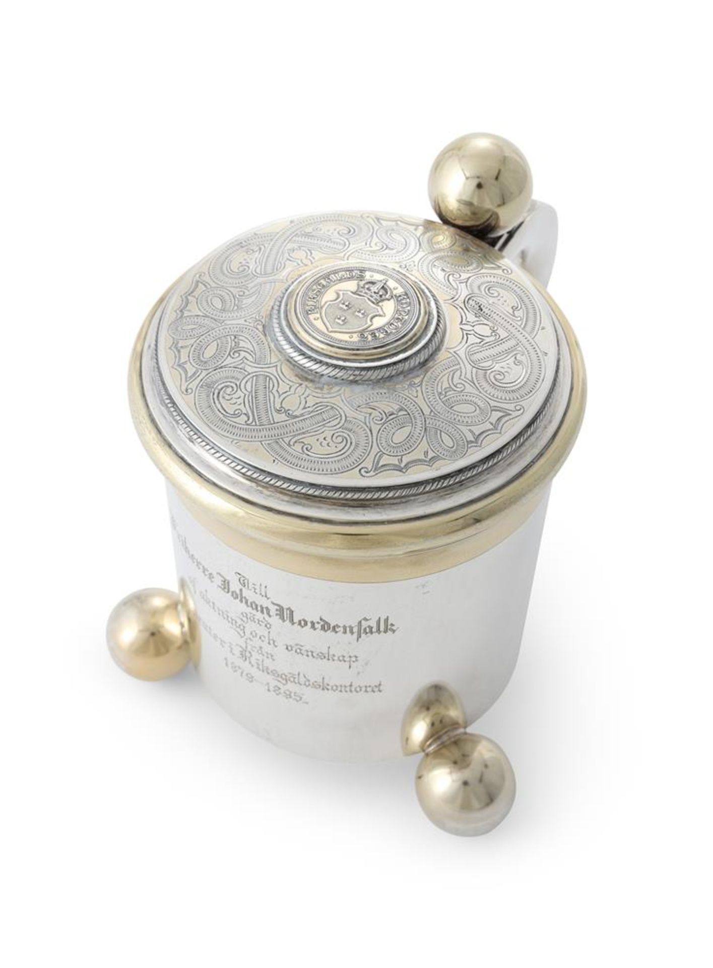 A SWEDISH SILVER AND SILVER GILT LIDDED TANKARD - Image 3 of 5