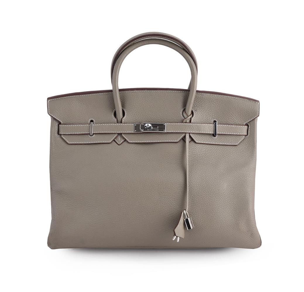 HERMÈS, BIRKIN 40, A GREY TOGO LEATHER HANDBAG, CIRCA 2008