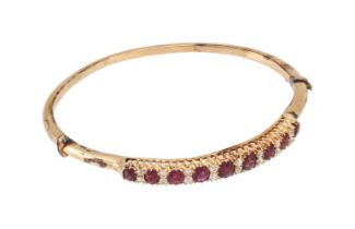 A RUBY AND DIAMOND BANGLE