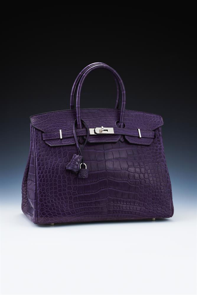 Y HERMÈS, BIRKIN 35, A MATTE AMETHYST ALLIGATOR HANDBAG, CIRCA 2012