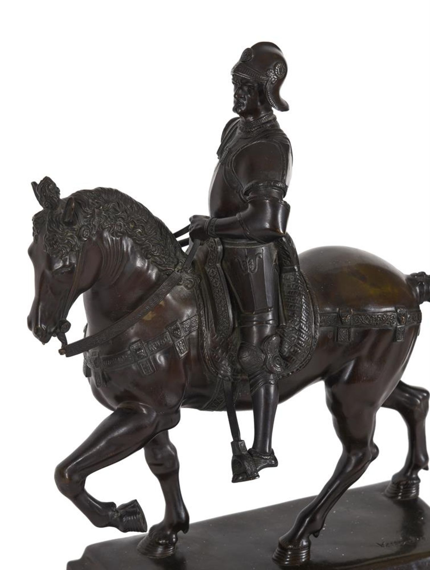 AFTER VERROCCHIO (1435-1488), A BRONZE MODEL OF THE EQUESTRIAN MONUMENT TO BARTOLOMEO COLLEONI - Image 3 of 4