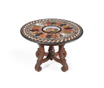 AN ITALIAN 'GRAND TOUR' SPECIMEN MARBLE AND MICRO MOSAIC TABLE TOP