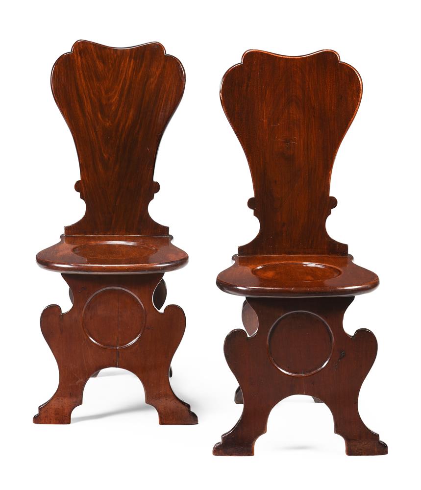 A SET OF FOUR GEORGE II SOLID MAHOGANY HALL CHAIRS, CIRCA 1750 - Image 2 of 4