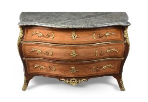 Y A KINGWOOD, ROSEWOOD, PARQUETRY AND ORMOLU MOUNTED COMMODE, BY CHRISTOPHER TIETZE MID 18TH CENTURY