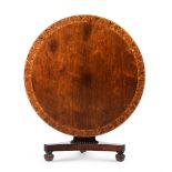 Y A REGENCY ROSEWOOD, AMBOYNA CROSSBANDED AND MARQUETRY DECORATED, CENTRE TABLE, CIRCA 1815