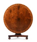 Y A REGENCY ROSEWOOD, AMBOYNA CROSSBANDED AND MARQUETRY DECORATED, CENTRE TABLE, CIRCA 1815