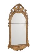 A GEORGE II GILTWOOD AND GESSO WALL MIRROR, MID 18TH CENTURY