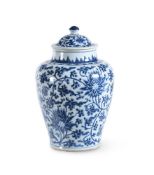 A LARGE PORCELAIN BLUE AND WHITE JAR AND COVER, CHINESE, 18TH CENTURY