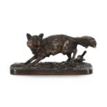 AFTER PIERRE-JULES MÊNE (1810-1879), AN ANIMALIER BRONZE OF A VIXEN FOX, FRENCH, LATE 19TH CENTURY