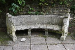 A STONE COMPOSITION CURVED SEAT, IN VENETIAN TASTE, 20TH CENTURY