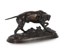 AFTER PIERRE-JULES MÊNE (1810-1879), AN ANIMALIER BRONZE CHIEN BRAQUE, FRENCH, LATE 19TH CENTURY