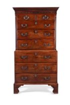 A GEORGE III MAHOGANY SECRETAIRE CHEST ON CHEST, CIRCA 1770