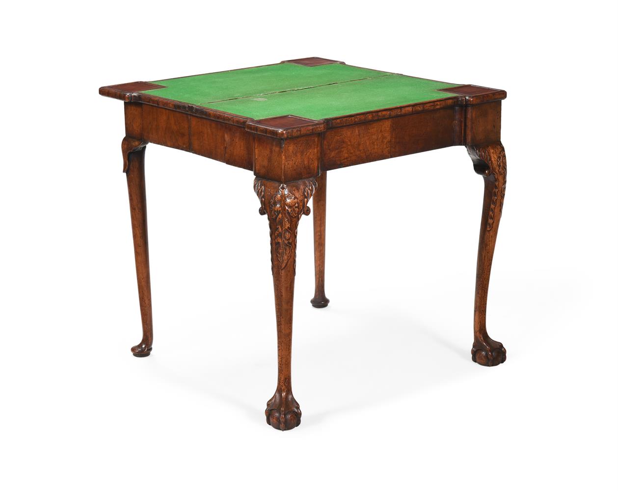 A GEORGE II WALNUT AND CROSSBANDED CONCERTINA ACTION CARD TABLE, MID 18TH CENTURY - Image 2 of 4