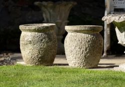A PAIR OF PURBECK STONE VASES, LATE 19TH OR EARLY 20TH CENTURY