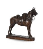 EMMANUEL FRÉMIET (1824-1910), AN EQUESTRIAN BRONZE OF A SADDLED HORSE