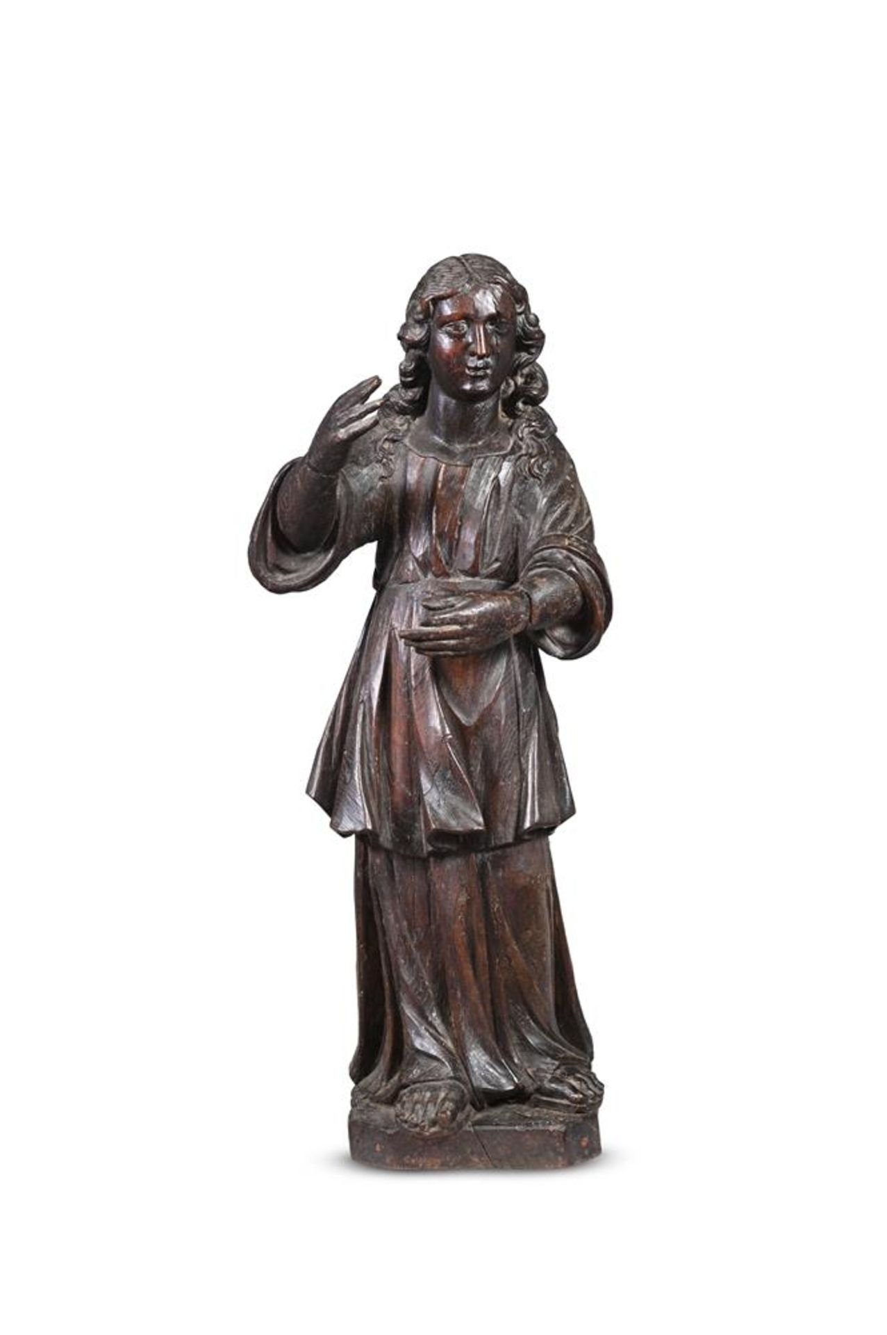 A NORTH EUROPEAN CARVED OAK FIGURE OF A SAINT OR AN APOSTLE, LATE 17TH OR EARLY 18TH CENTURY