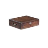 Y A CHINESE EXOTIC HARDWOOD AND PAKTONG MOUNTED DOCUMENT BOX, 18TH CENTURY