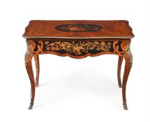 Y A KINGWOOD, TULIPWOOD, ROSEWOOD, MARQUETRY AND ORMOLU MOUNTED CENTRE TABLE