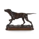 JULES MOIGNIEZ (1835-1894), AN ANIMALIER BRONZE OF A HUNTING DOG, FRENCH, LATE 19TH CENTURY