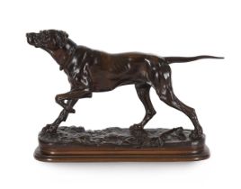 JULES MOIGNIEZ (1835-1894), AN ANIMALIER BRONZE OF A HUNTING DOG, FRENCH, LATE 19TH CENTURY