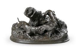 PIERRE JULES MÊNE (1810-1879), A RARE ANIMALIER BRONZE 'CHASSE AU RENARD', FRENCH, MID 19TH CENTURY