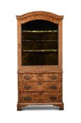 A WALNUT AND FLORAL MARQUETRY CABINET ON CHEST, PROBABLY ANGLO-DUTCH, 18TH CENTURY