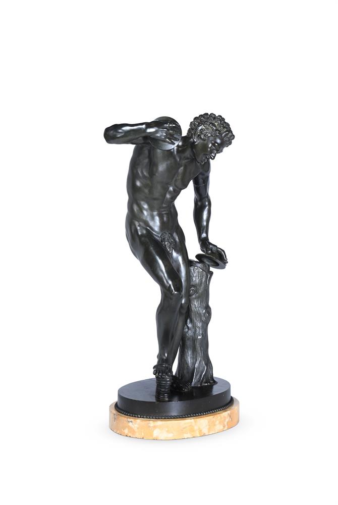 ISAAK DUCHEMIN AFTER THE ANTIQUE, A LARGE BRONZE FIGURE OF THE FAUN WITH CYMBALS ITALIAN - Image 2 of 3