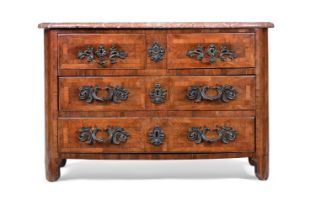 Y A LOUIS XV WALNUT, KINGWOOD AND AMARANTH PARQUETRY COMMODE, MID 18TH CENTURY
