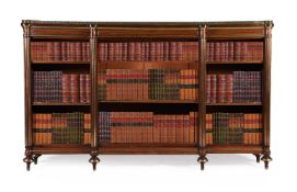 A MAHOGANY AND GILT METAL MOUNTED BREAKFRONT OPEN BOOKCASE, LATE 19TH CENTURY
