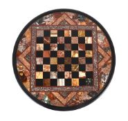 A 'GRAND TOUR' SPECIMEN MARBLE GAMES TABLE TOP, LATE 19TH CENTURY