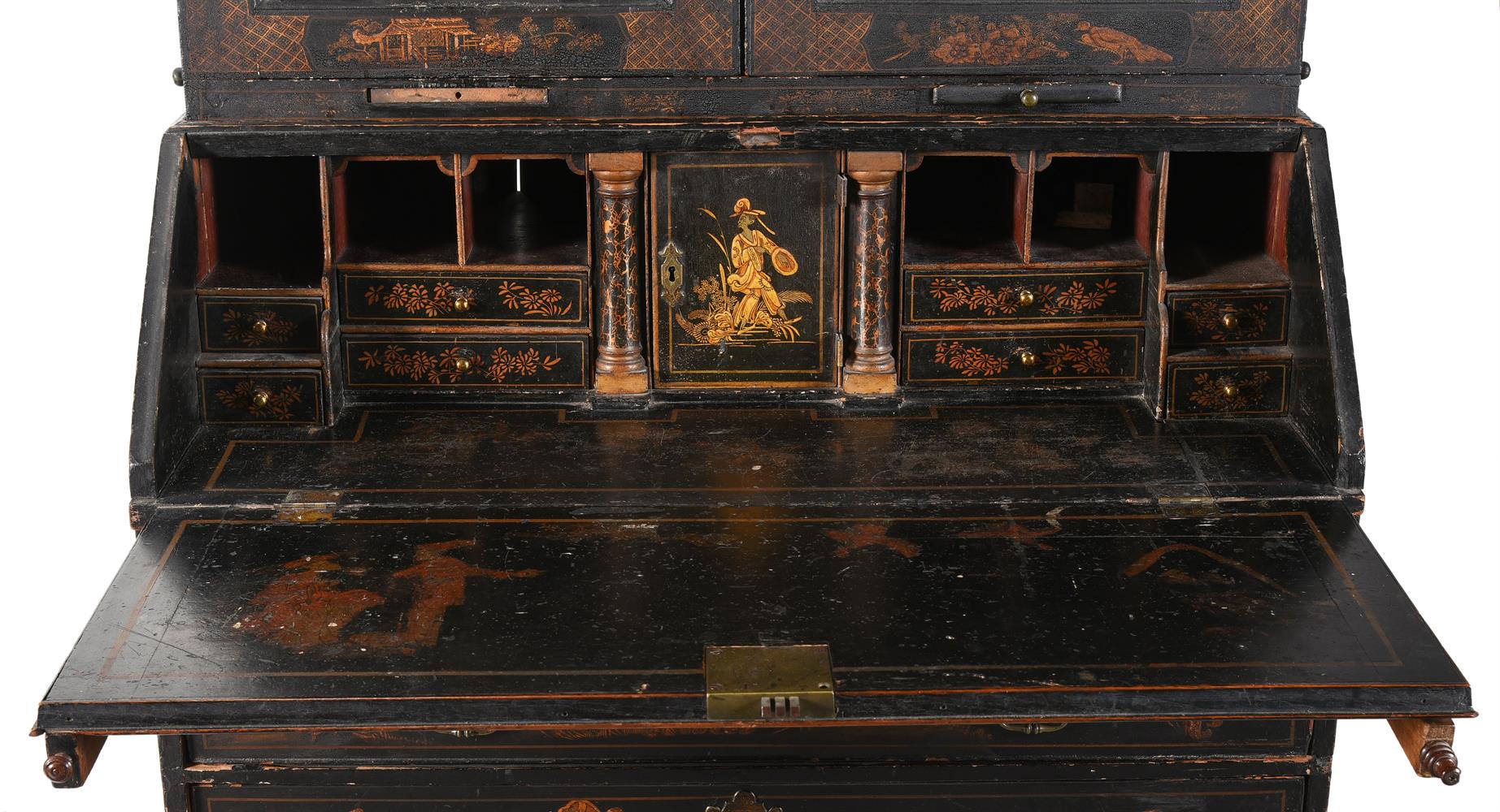 A GEORGE II BLACK LACQUER AND GILT JAPANNED BUREAU CABINET, CIRCA 1740 - Image 7 of 7