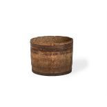 AN OAK AND IRON BOUND LOG BUCKET, 18TH OR EARLY 19TH CENTURY