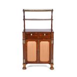 Y A REGENCY ROSEWOOD AND GILT METAL MOUNTED SECRETAIRE SIDE CABINET