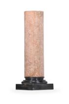 A BLACK AND VARIEGATED PINK MARBLE PEDESTAL, LATE 19TH OR EARLY 20TH CENTURY