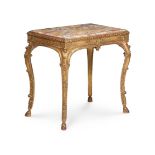 A CARVED GILTWOOD CENTRE TABLE, PROBABLY ENGLISH, MID 19TH CENTURY