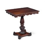 Y AN ANGLO-INDIAN CARVED EXOTIC HARDWOOD OCCASIONAL OR LAMP TABLE, 19TH CENTURY