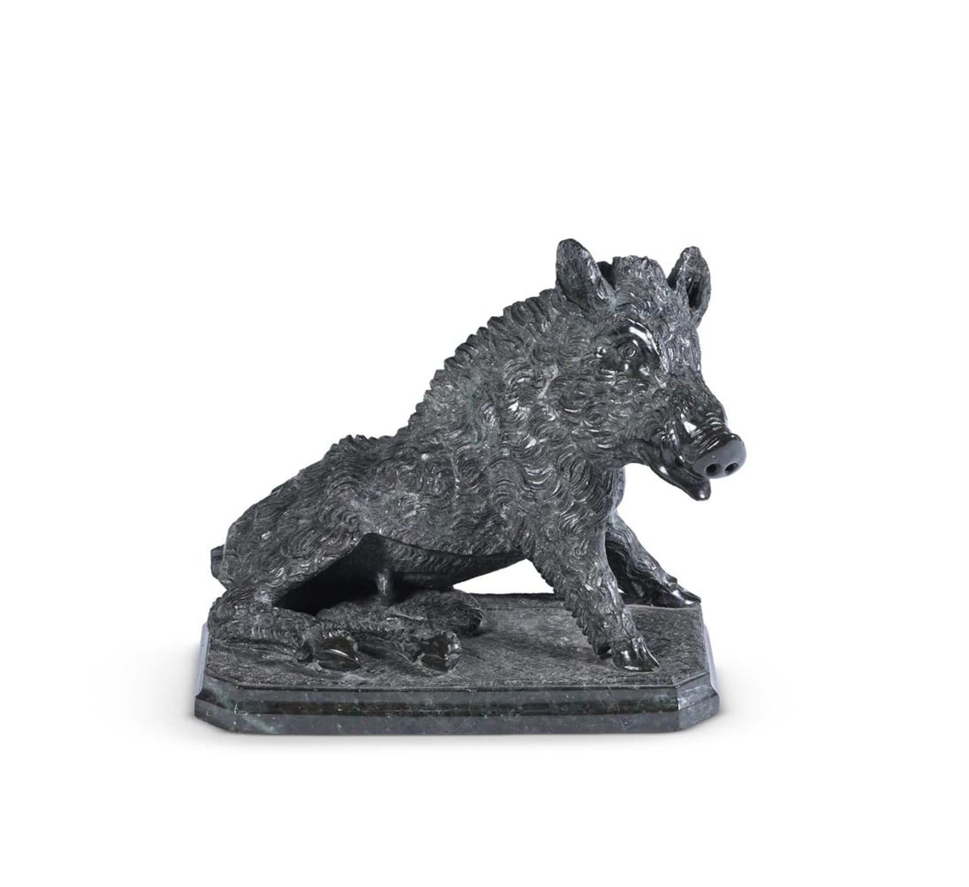 AFTER THE ANTIQUE, AN ITALIAN CARVED GREEN SERPENTINE FIGURE OF THE WILD BOAR (IL PORCELLINO) - Image 2 of 2