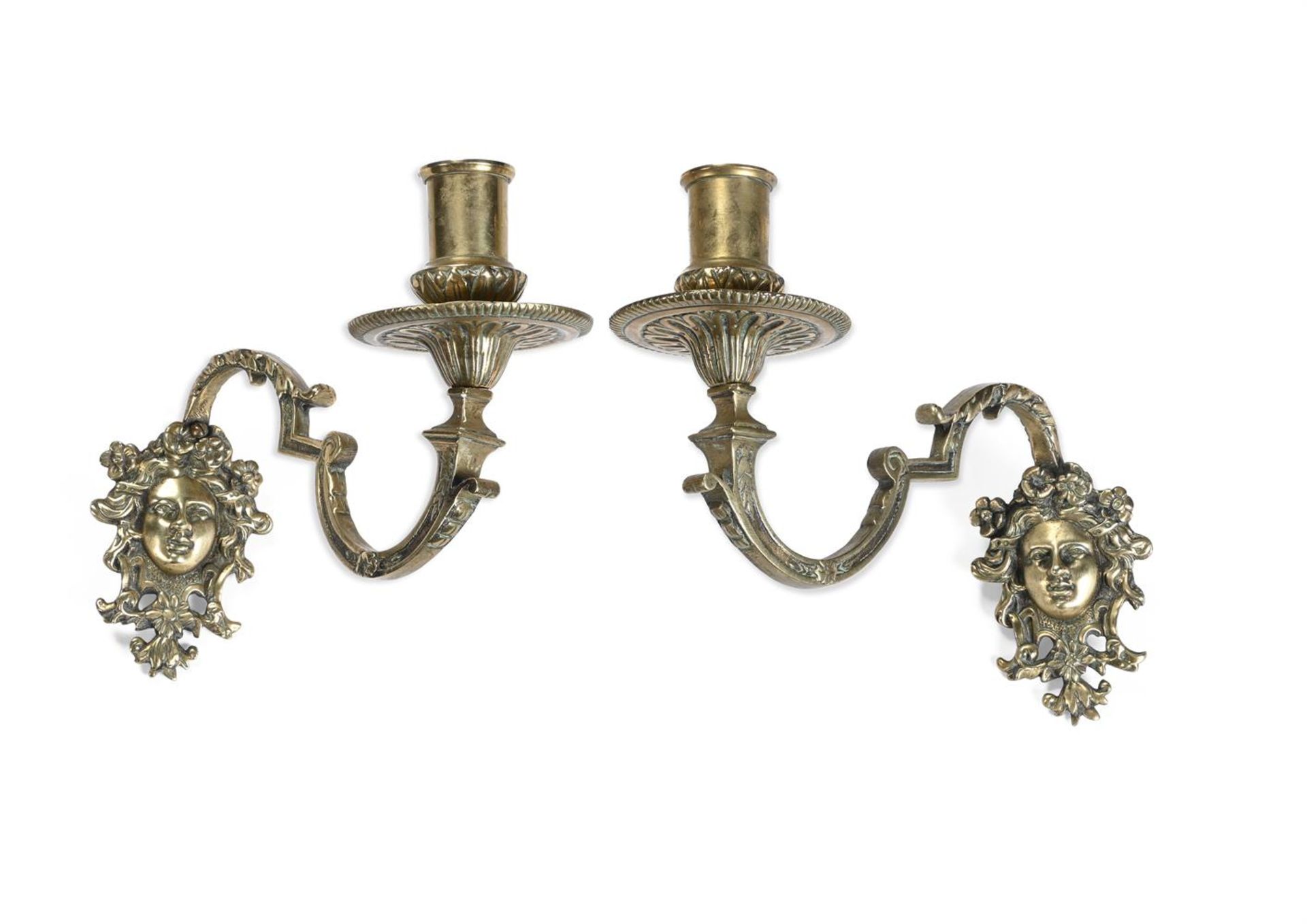 TWO PAIRS OF BRASS WALL LIGHTS PROBABLY FRENCH, 18TH OR 19TH CENTURY - Image 2 of 2