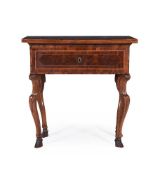 Y A CONTINENTAL ROSEWOOD AND FIGURED WALNUT METAMORPHIC WRITING AND TEA TABLE, LATE 18TH CENTURY