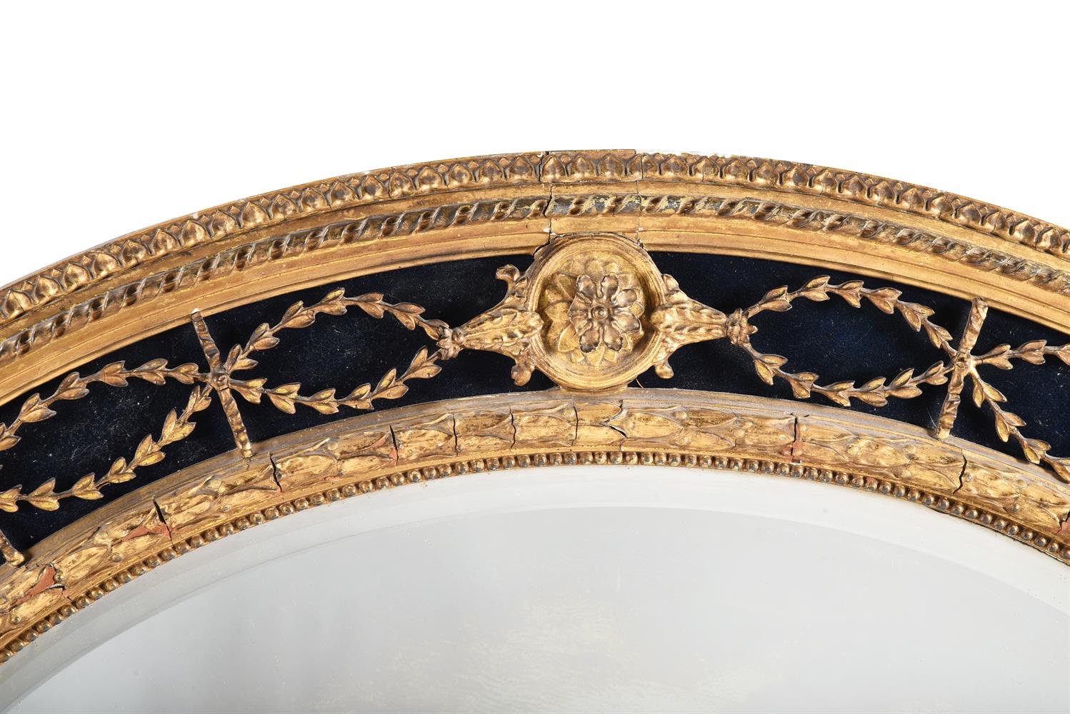 AN EMPIRE GILTWOOD AND VELVET OVAL MIRROR, EARLY 19TH CENTURY - Image 3 of 5