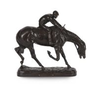 AFTER JOHN WILLIS GOOD (1847-1879), AN EQUESTRIAN BRONZE 'AFTER THE RACE', EARLY 20TH CENTURY