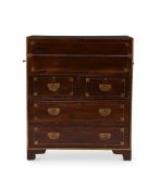 Y A VICTORIAN ROSEWOOD, CAMPHORWOOD AND BRASS CAMPAIGN WRITING CHEST, CIRCA 1850