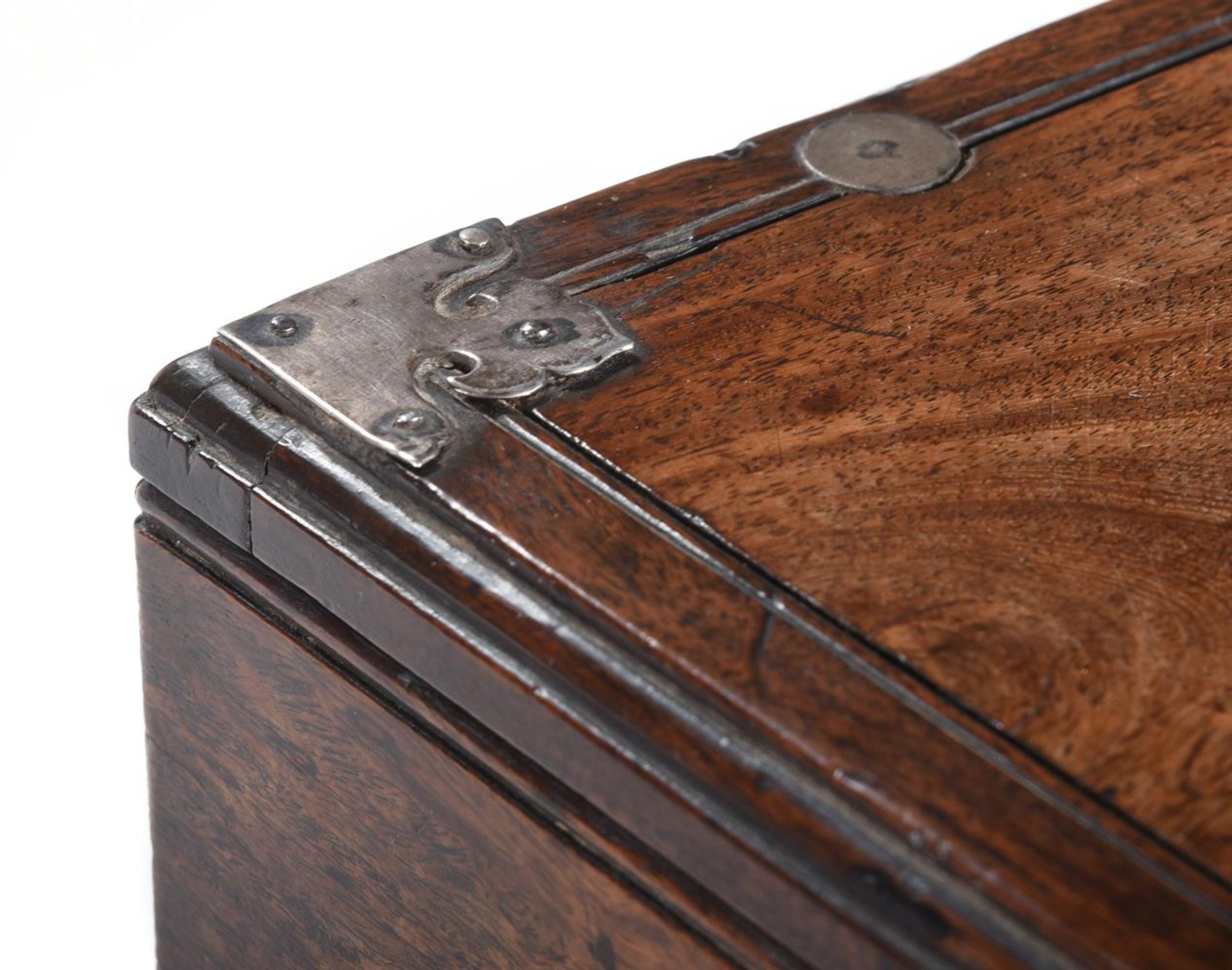 Y A CHINESE EXOTIC HARDWOOD AND PAKTONG MOUNTED DOCUMENT BOX, 18TH CENTURY - Image 3 of 4