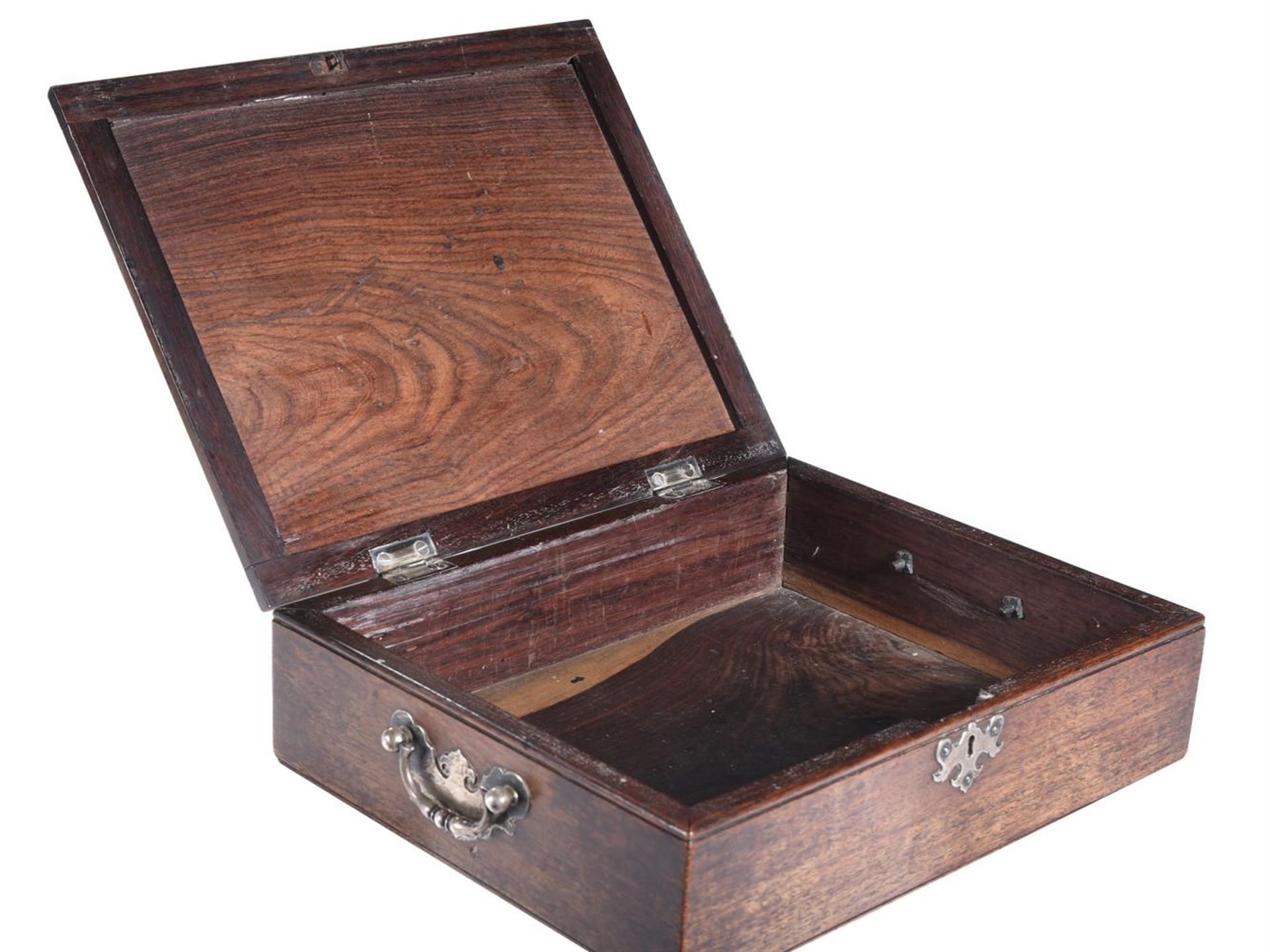 Y A CHINESE EXOTIC HARDWOOD AND PAKTONG MOUNTED DOCUMENT BOX, 18TH CENTURY - Image 4 of 4