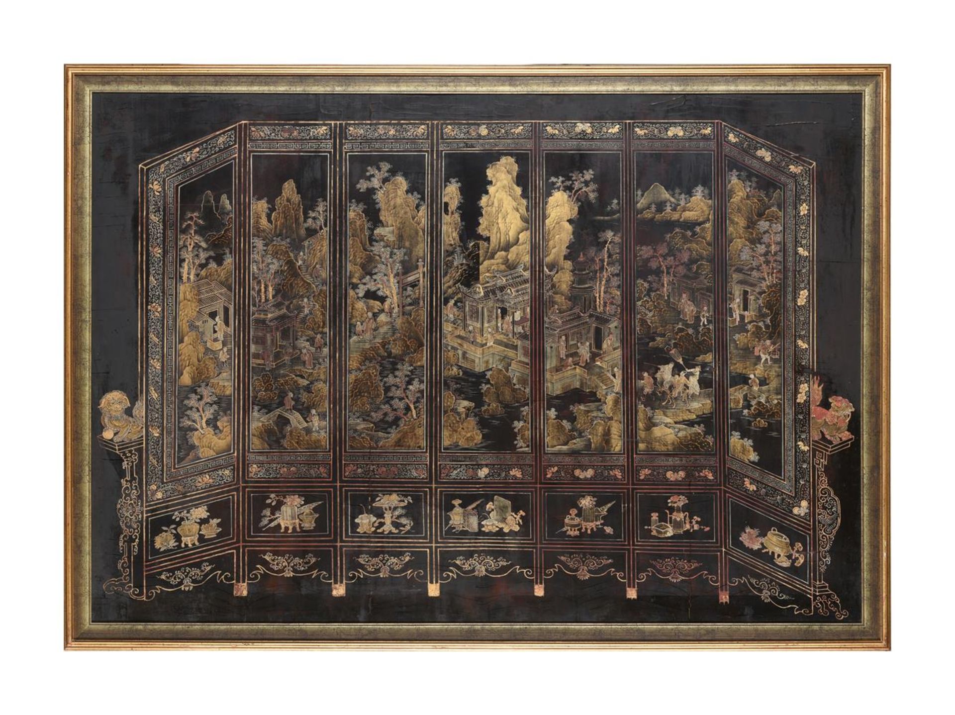 A CHINESE BLACK LAQUER AND GILT DECORATED PANEL, 19TH CENTURY